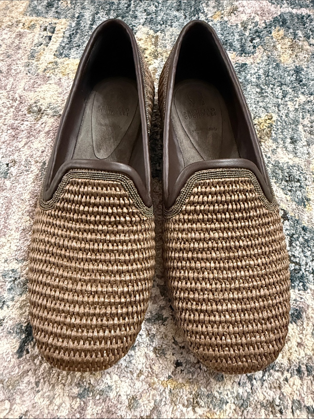New Women’s Woven Brown Raffia Flats